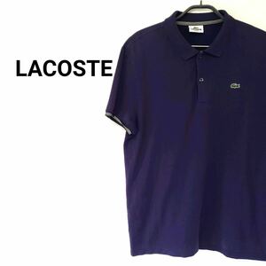 LACOSTE 胸ポイント ロゴマーク 袖口ライン テニス ゴルフ ポロシャツ ラコステ M ネイビー 