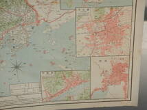 アンティーク 広島県 東宮御成婚記念 日本交通分県地図 地図 古地図 大正１２年 大阪毎日新聞発行 昭和初期 ７８×５３．５cm 戦前_画像3