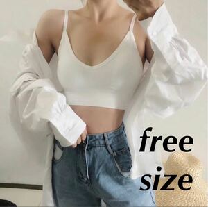 バックオープン キャミソール freeサイズ 白 カップ付き 見せブラ ZARA H&M セクシー 背中空き 新品185