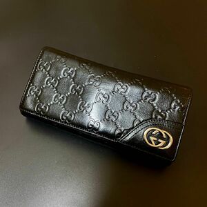 GUCCI グッチ 長財布 レザー シマ