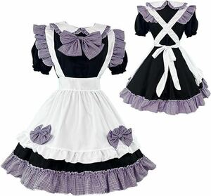 AZ-875.[AOTYP] made clothes cosplay navy blue Cafe meido check pattern short L size 