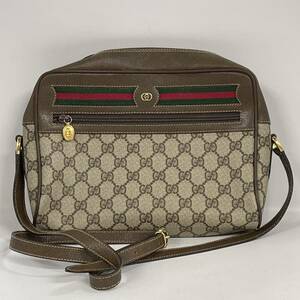 【2M60】1円スタート GUCCI / 001 113 6472 オールドグッチ GGプラス シェリーライン ショルダーバッグ 斜め掛け ベージュ レディース