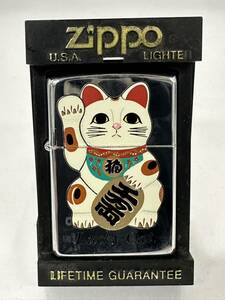 【2N17】 1円スタート ZIPPO / C IX ジッポー Lucky Cat 招き猫 火花確認済み シルバーカラー オイルライター 喫煙具 ケース付き