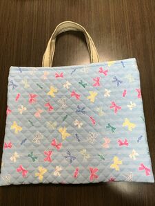 手提げバッグ　リボン　撥水加工　ハンドメイド　