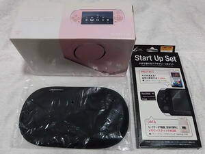 PSP-3000　新品に近い綺麗な美品　ピンク　アダプター2個付き　液晶保護フィルムは、未使用　レッツ学校　ひつじ村　付属品15点セット