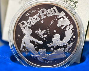 ディズニー　ピーターパン　４５周年記念メダル　１９９８年　シルバーコイン 純銀製　シリアルナンバー刻印