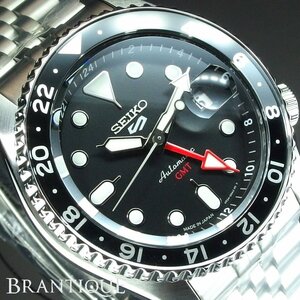 ◆新品・超美品◆ SEIKO セイコー GMT SBSC001 4R34-00A0 自動巻き 定価 \63,800 裏スケ 回転ベゼル 黒 文字盤 未使用 新品 「23395」