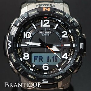 【チタン アナデジ】CASIO カシオ PRO TREK プロトレッククライマーライン スマートフォンリンク PRT-B50 クオーツ メンズ 腕時計「23606」