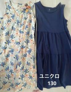 新品と中古◆キャシー・バーンズ ワンピース 130 UNIQLO ノースリーブ 花柄