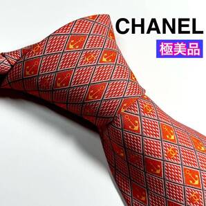 極美品 CHANEL シャネル ネクタイ シルク ココマーク イカリ柄 ビジネス