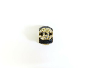 CHANEL シャネル◆ココマーク◆イヤリング 片方◆ブラック ゴールド GP◆美品◆ラインストーン◆ヴィンテージ◆アクセサリー◆N7666