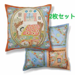 新品未開封　ちびまる子ちゃん　クッションカバー　2枚セット　原画風　レトロ　45*45 インテリア雑貨　レトロ　可愛い　おしゃれ