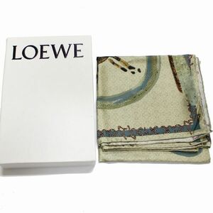 LOEWE ロエベ 23SS Deer In Silk Scarf 鹿 シルク スカーフ ベージュ系