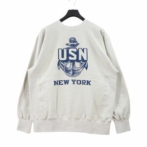 FREEWHEELERS フリーホイラーズ 23SS ULTIMA THULE SET-IN SLEEVE SWEAT SHIRT U.S.NAVY NEW YORK スウェット XL グレー