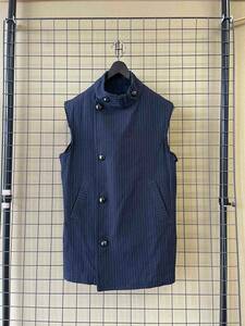 SAMPLE【PPCM/ピーピーシーエム】Double Stripe Vest カットオフ ダブル ストライプ ベスト ネイビー スタンドカラー kolor カラー