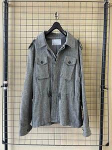 【kolor/カラー】Tweed Military Jacket size3 MADE IN JAPAN ツイード ミリタリージャケット ウール×ナイロン グレー