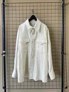 美品【RECTO/レクト】WOOL LINEN BOUCLE POINT WESTERN SHIRT sizeS ウール リネン ビッグシルエット スナップボタン ウエスタンシャツ