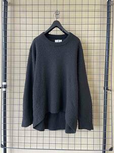 【unfil/アンフィル】Brushed Camel Sweater Crewneck BLACK size1 MADE IN JAPAN クルーネック キャメル セーター シャギー ニット