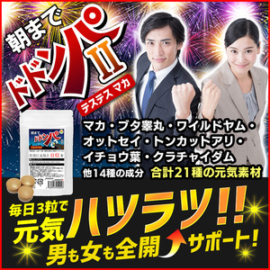 New　朝までドドンパ 90粒　約1か月分　テステス豚の睾丸 マカを主成分とし21種類もの動物系素材配合