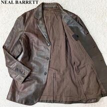 希少 2XL 3L 相当 美品 NEAL BARRETT ニールバレット レザーテーラードジャケット ライダース レザージャケット 羊革 ラムレザー メンズ_画像1