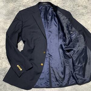 美品 L相当 CHAPS Ralph Lauren チャップスラルフローレン テーラードジャケット 紺ブレザー 金ボタン 通勤 ビジネス ネイビー ２B メンズ