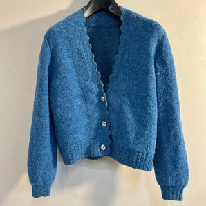 60's Old Vintage haute couture Cardigan Light Blue ショート丈 カーディガン