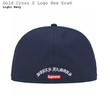 7-3/4サイズ新品国内正規 Supreme Gold Cross S Logo New Era Light Navyシュプリーム ゴールドクロス エスロゴ ニューエラ ライトネイビー_画像2