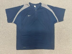 NIKE ナイキ 野球 トレーニングウェア 半袖 ハーフジップ ネイビー Size-XL