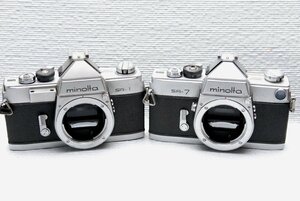 MINOLTA ミノルタ 昔の一眼レフカメラ（SR-1ボディ + SR-7ボディ）2台まとめて 希少な作動品 （腐食無し）