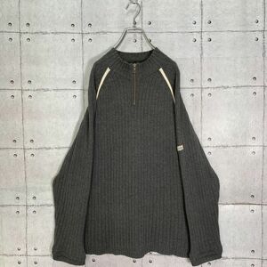 【レアデザイン】90s GUESS/ゲス オールド ハーフジップ リブニット