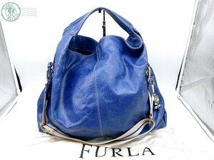 2403310210　☆ FURLA フルラ ハンドバッグ ショルダーバッグ 2WAY レザー ブルー レディース ブランド ヴィンテージ 中古品