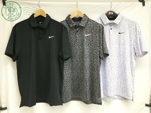 2403110453　＊ NIKE ナイキ DRI-FIT ドライフィット ポロシャツ 3点 まとめ売り メンズ ブラック グレー ホワイト 柄 半袖 長袖 L 中古