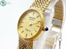 2403411553　＃ RADO ラドー ELEGANCE エレガンス 133.9013.2 クォーツ QZ 2針 アナログ 腕時計 ゴールド文字盤 純正ベルト 中古_画像2