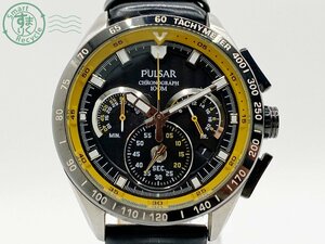 2403652013　▽ SEIKO セイコー VK63-X001 PULSAR パルサー メンズ 腕時計 QZ クォーツ クロノグラフ デイト 黒文字盤