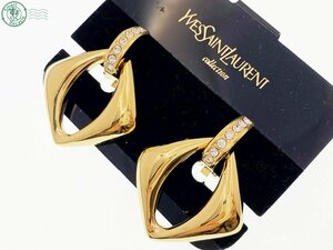 2403631799　△ Yves Saint Laurent イヴサンローラン イヤリング ラインストーン ゴールド クリップ式 ブランド 中古