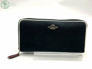 24036H2255　 ☆ COACH コーチ F12585 長財布 ラウンドファスナー レザー ブラック 黒 メンズ ブランド ヴィンテージ 中古品