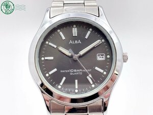 2403532313　＃ SEIKO セイコー ALBA アルバ V732-0L80 クォーツ QZ 3針 デイト アナログ 腕時計 黒文字盤 ブラック 純正ベルト 中古