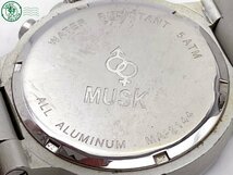 2403522482　＃ MUSK ムスク MA-2144 クォーツ QZ 3針 クロノグラフ アナログ 腕時計 黒文字盤 ブラック 純正ベルト ヴィンテージ 中古_画像8