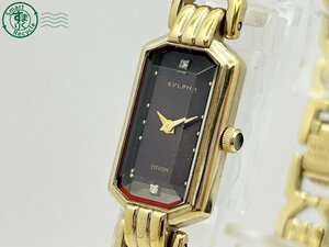 2403522439　◇ CITIZEN シチズン SYLPH シルフ 5420-F44476 ワインレッド系文字盤 ゴールド レディース QUARTZ QZ 腕時計 中古