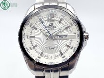 2403323411　＃ CASIO カシオ EDIFICE エディフィス EF-131 クォーツ 3針 デイデイト アナログ 腕時計 白文字盤 ホワイト 純正ベルト 中古_画像1