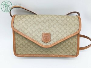 2403604227　＊ CELINE セリーヌ DM94 ショルダーバッグ マカダム柄 ベージュ ブラウン ポシェット ハンドバッグ レディース 中古