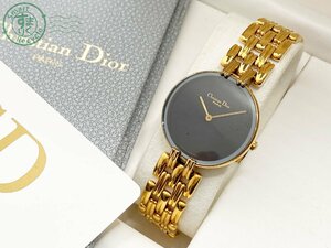 22403651468　▽ Christian Dior クリスチャンディオール D46-154-4 バギラ レディース 腕時計 QZ ゴールド 黒文字盤 箱付き