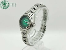 2403604806　◇ SEIKO セイコー 2206-0500 AT 自動巻き 17石 グリーン文字盤 シルバー デイデイト 3針 レディース 腕時計 中古_画像3