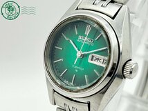 2403604806　◇ SEIKO セイコー 2206-0500 AT 自動巻き 17石 グリーン文字盤 シルバー デイデイト 3針 レディース 腕時計 中古_画像1