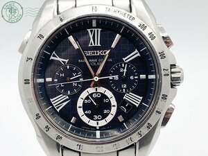 2403604878　♭ SEIKO セイコー BRIGHTZ ブライツ 8B82-0AG0 腕時計 電波ソーラー 3針 黒文字盤 シルバー ラウンド メンズ 中古