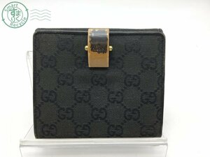 2403604872　＊ GUCCI グッチ 財布 106616 2091 キャンバス レザー ブラック 黒 二つ折り ウォレット 札入れ 小銭入れ メンズ 中古