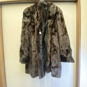 【P-36】BLACK GLAMA ブラックグラマ ミンク 毛皮 コート フリーサイズ ブラウン系 GREAT LAKES MINK ASSOCIATION