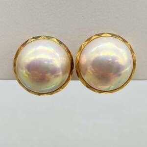 【G-27】K18 マベパール イヤリング 真珠 総重量9.4g 18金 ゴールド アクセサリー
