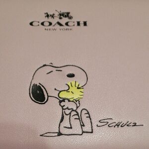 COACH 長財布 スヌーピー コラボ ピンク コーチ ラウンドファスナー ジップ コーチ 