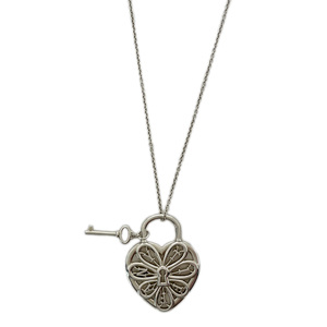Используется ab/Cellow Small Tiffany &amp; Co. Tiffany Silver 925 Ожерелье Leafilligry Heart Key Ladies 20453584
